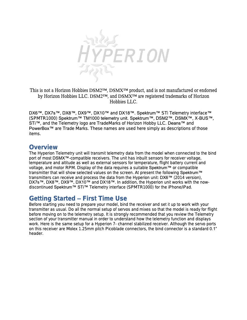 Page n°1 - Manuel utilisateur Hyperion HP-DSMXTELEXT60