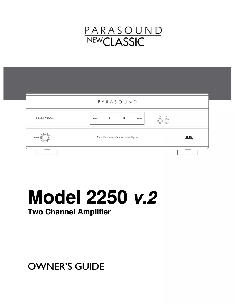 Page 1 de la notice Manuel utilisateur Parasound NewClassic 2250 v.2
