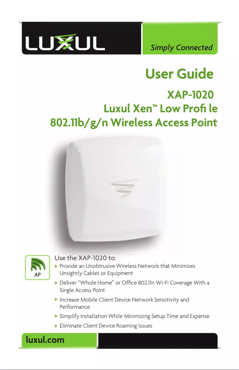 Page n°1 - Manuel utilisateur Luxul Xen XAP-1020