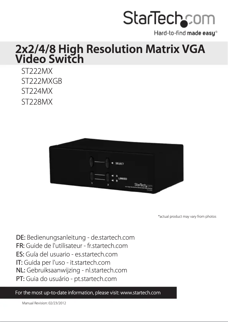 Page 1 de la notice Manuel utilisateur StarTech.com ST222MX