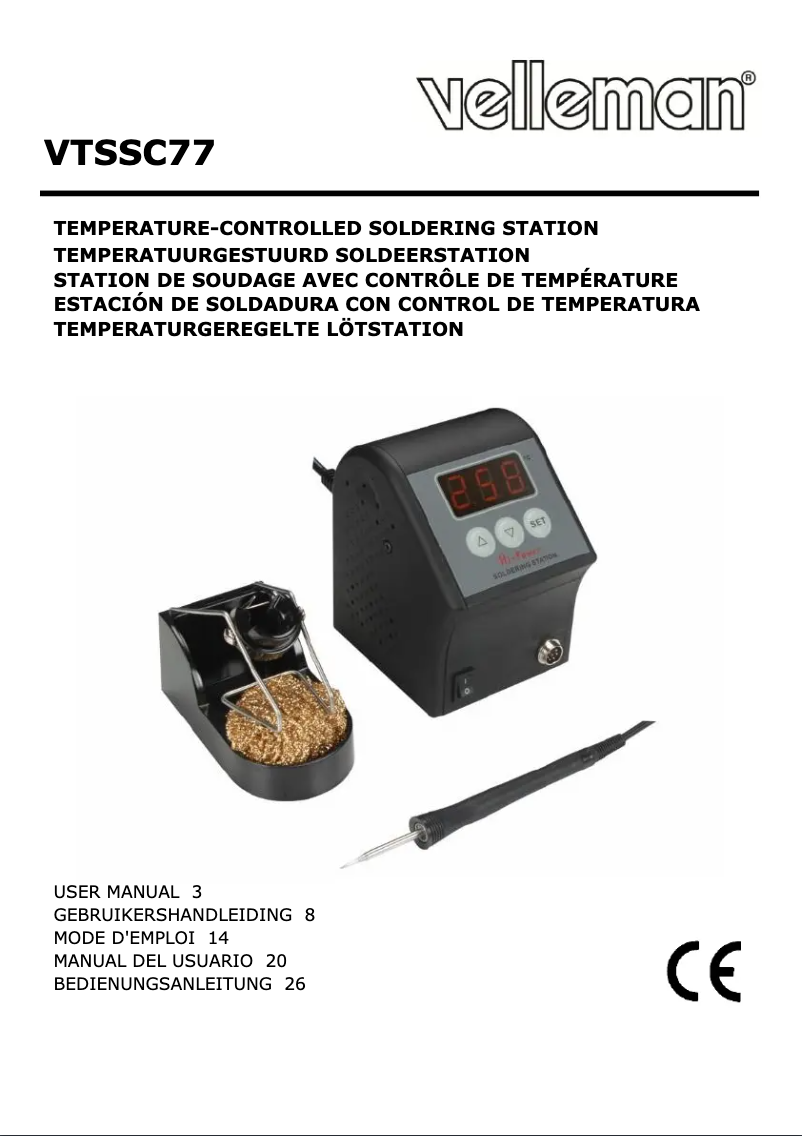 Page 1 de la notice Manuel utilisateur Velleman VTSSC77