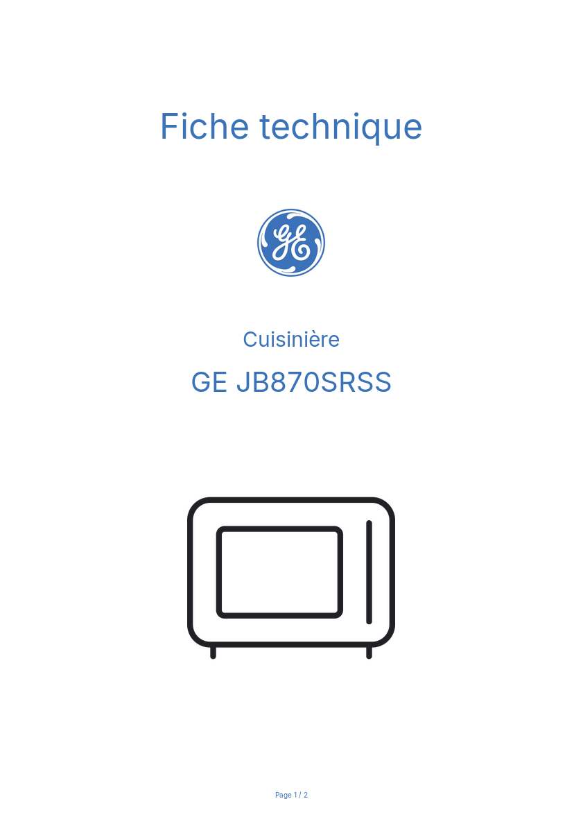Page n°1 - Fiche technique GE JB870SRSS