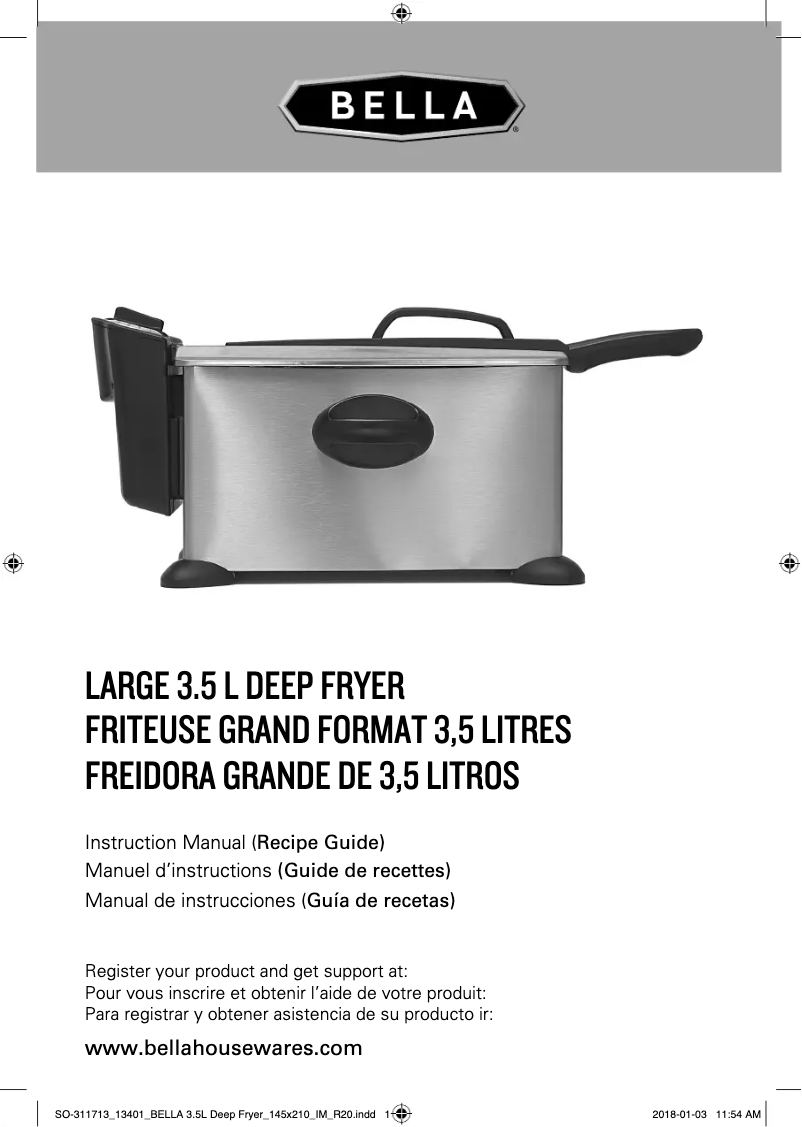 Image de la première page du manuel de l'appareil 3.5L Deep Fryer