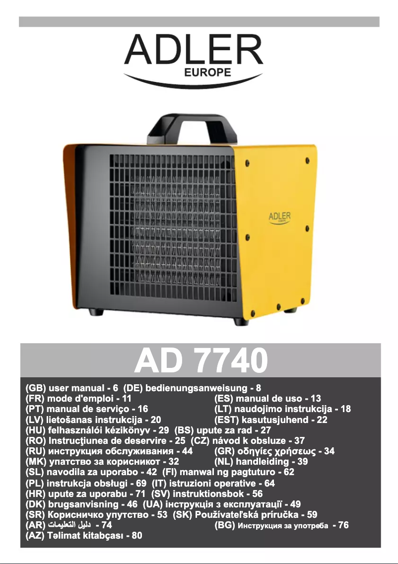 Image de la première page du manuel de l'appareil AD 7740