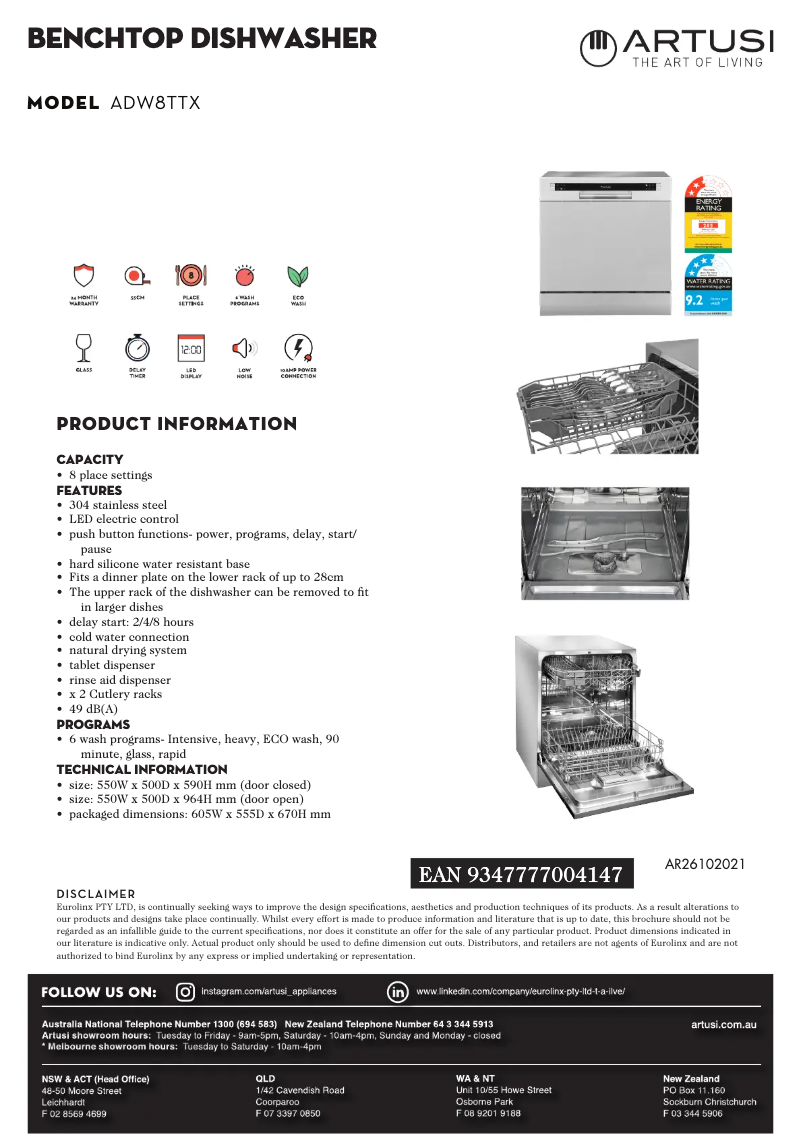 Image de la première page du manuel de l'appareil ADW8TTX