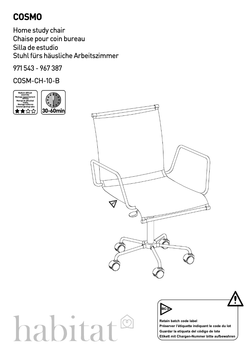 Page 1 de la notice Manuel utilisateur Habitat Cosmo