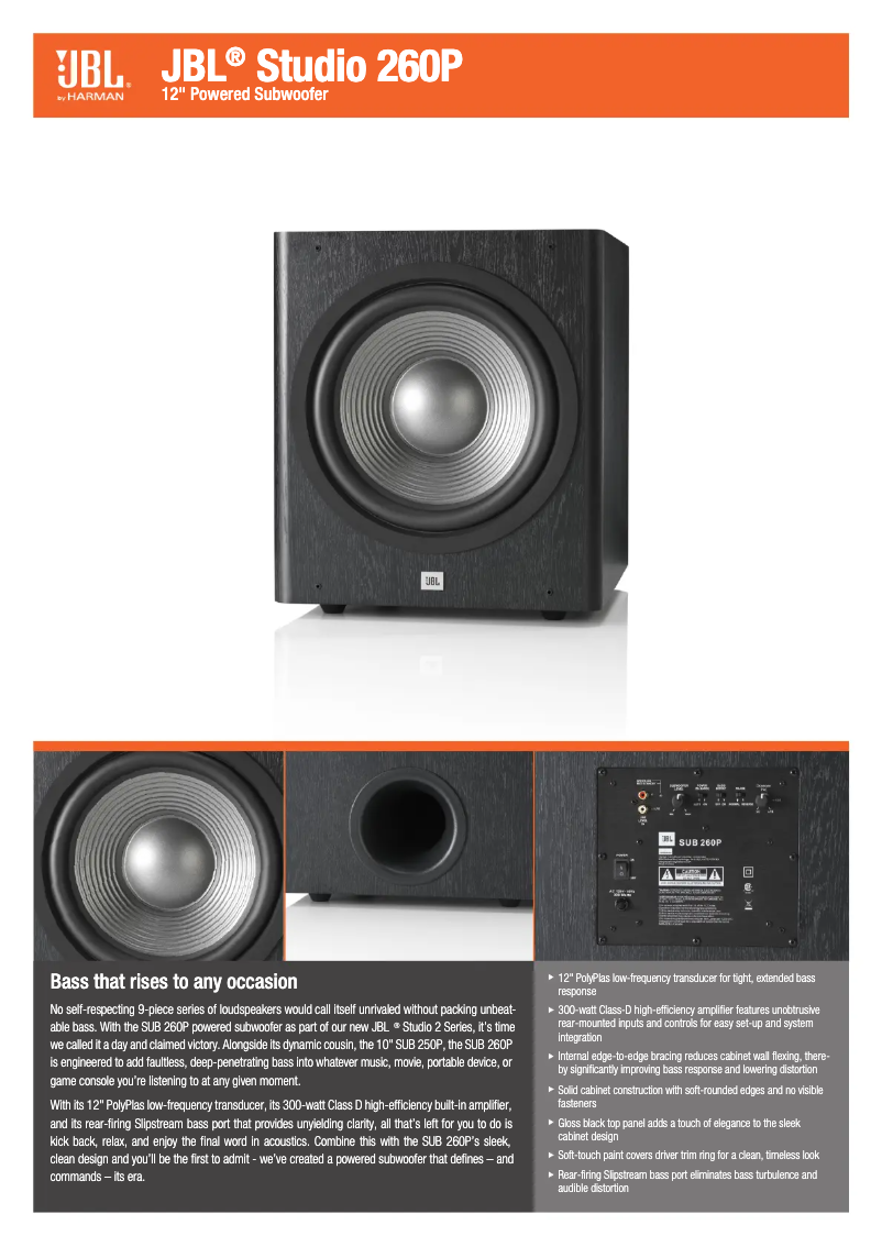 Page n°1 - Manuel utilisateur JBL Studio 260P