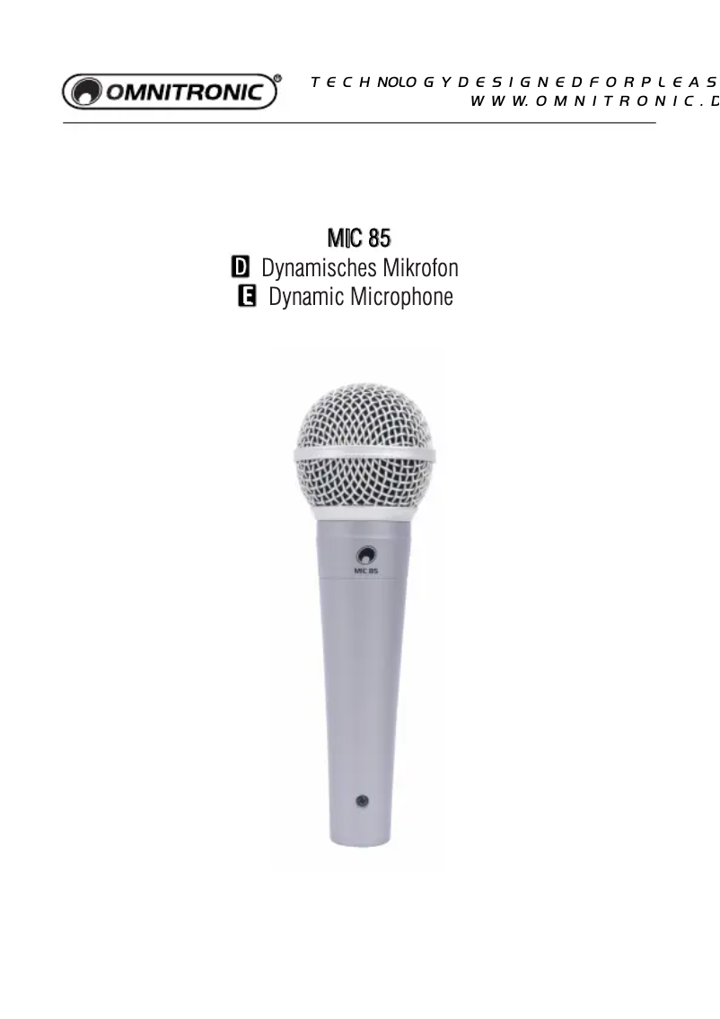 Page n°1 - Manuel utilisateur Omnitronic MIC 85