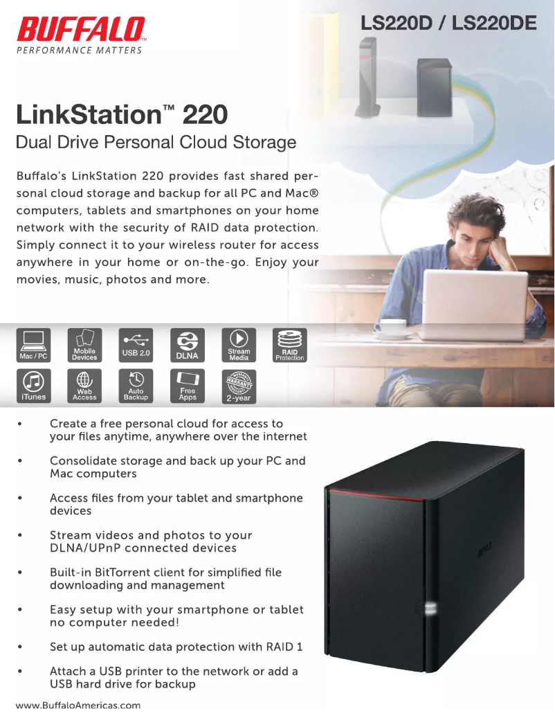 Image de la première page du manuel de l'appareil LinkStation 220