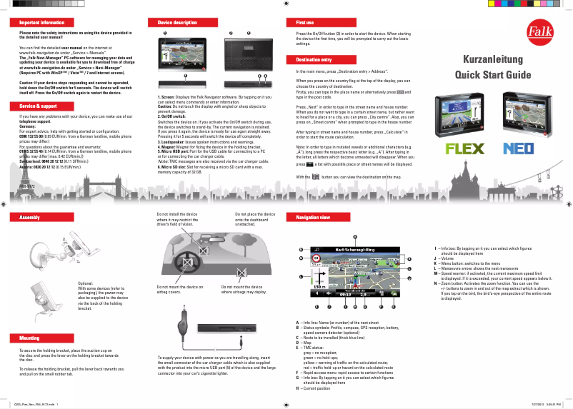 Page 1 de la notice Manuel utilisateur Falk Neo 550