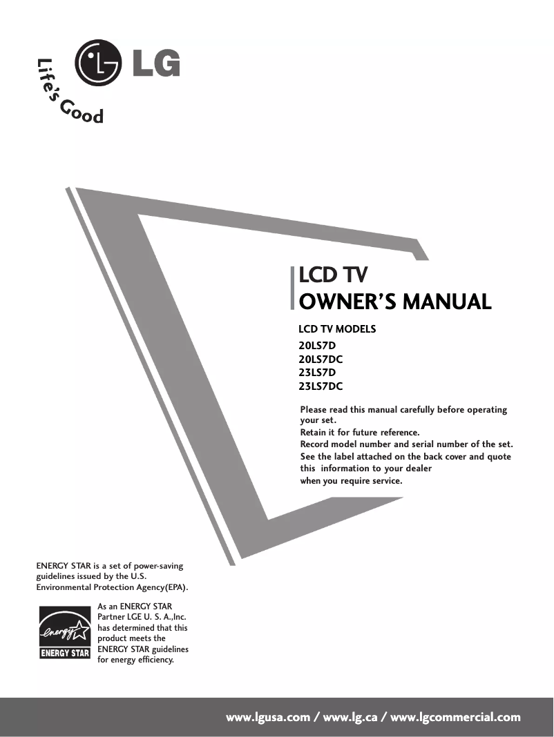 Image de la première page du manuel de l'appareil 23LS7DC