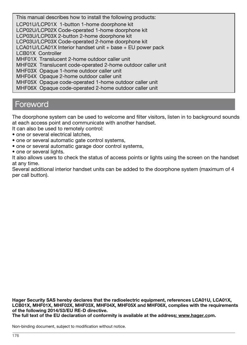 Page 1 de la notice Guide d'installation Hager LCB01X