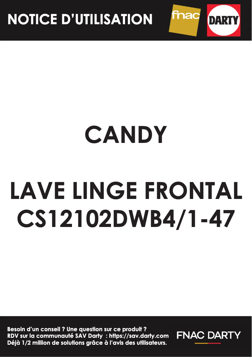 Page n°1 - Manuel utilisateur Candy CS12102DWB4/1-47