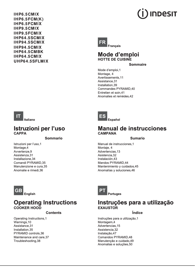 Image de la première page du manuel de l'appareil IHP 64.5 C M IX