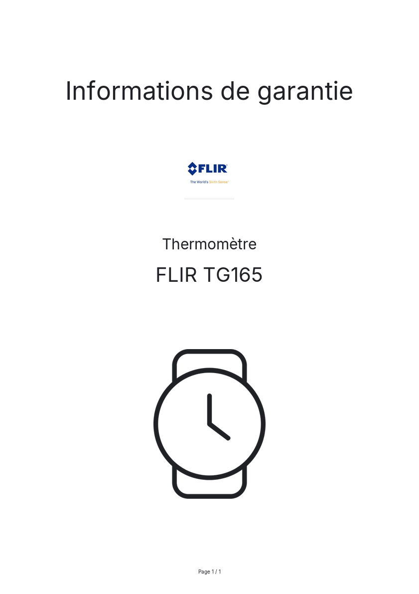 Image de la première page du manuel de l'appareil TG165
