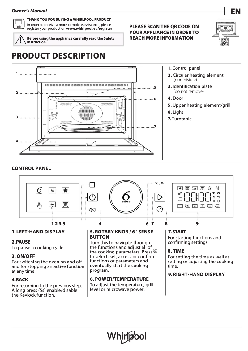 Page 1 de la notice Manuel d'utilisation et d'entretien Whirlpool WMW57DHME