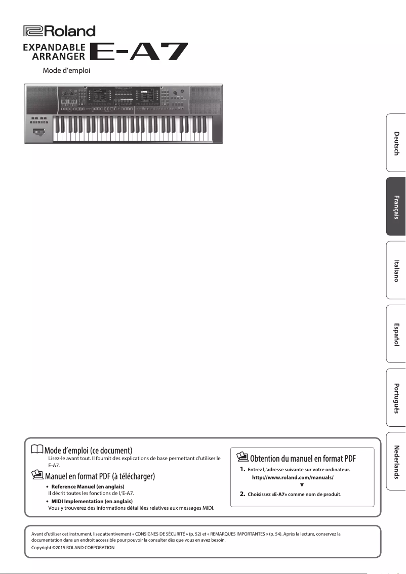Page n°1 - Manuel utilisateur Roland E-A7