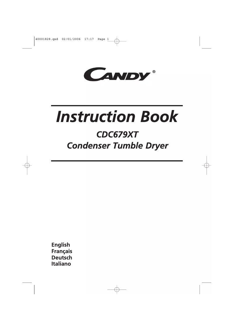 Page 1 de la notice Manuel utilisateur Candy CDC 679 x