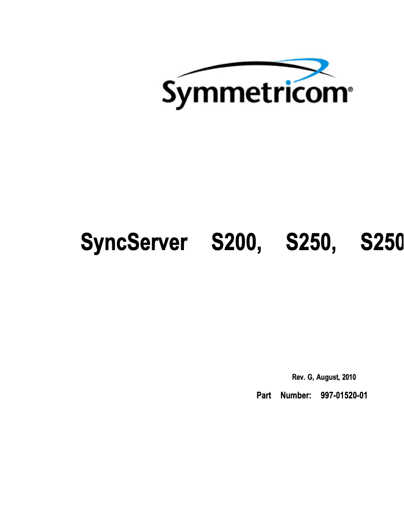 Page n°1 - Manuel utilisateur Microsemi SyncServer S200