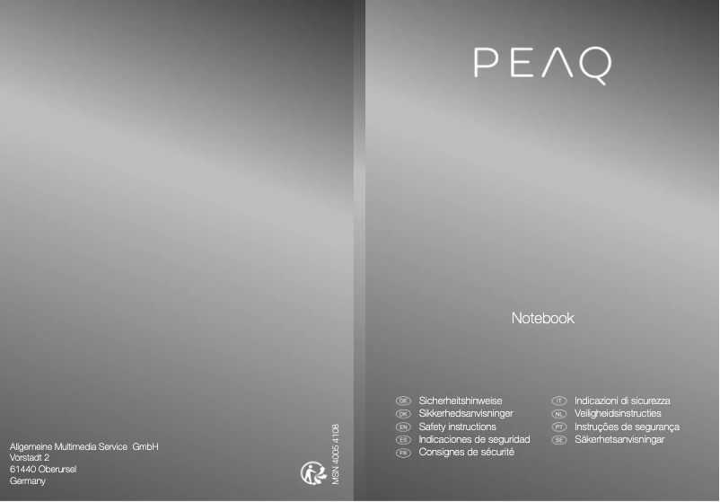 Page 1 de la notice Manuel utilisateur PEAQ PNB S1015