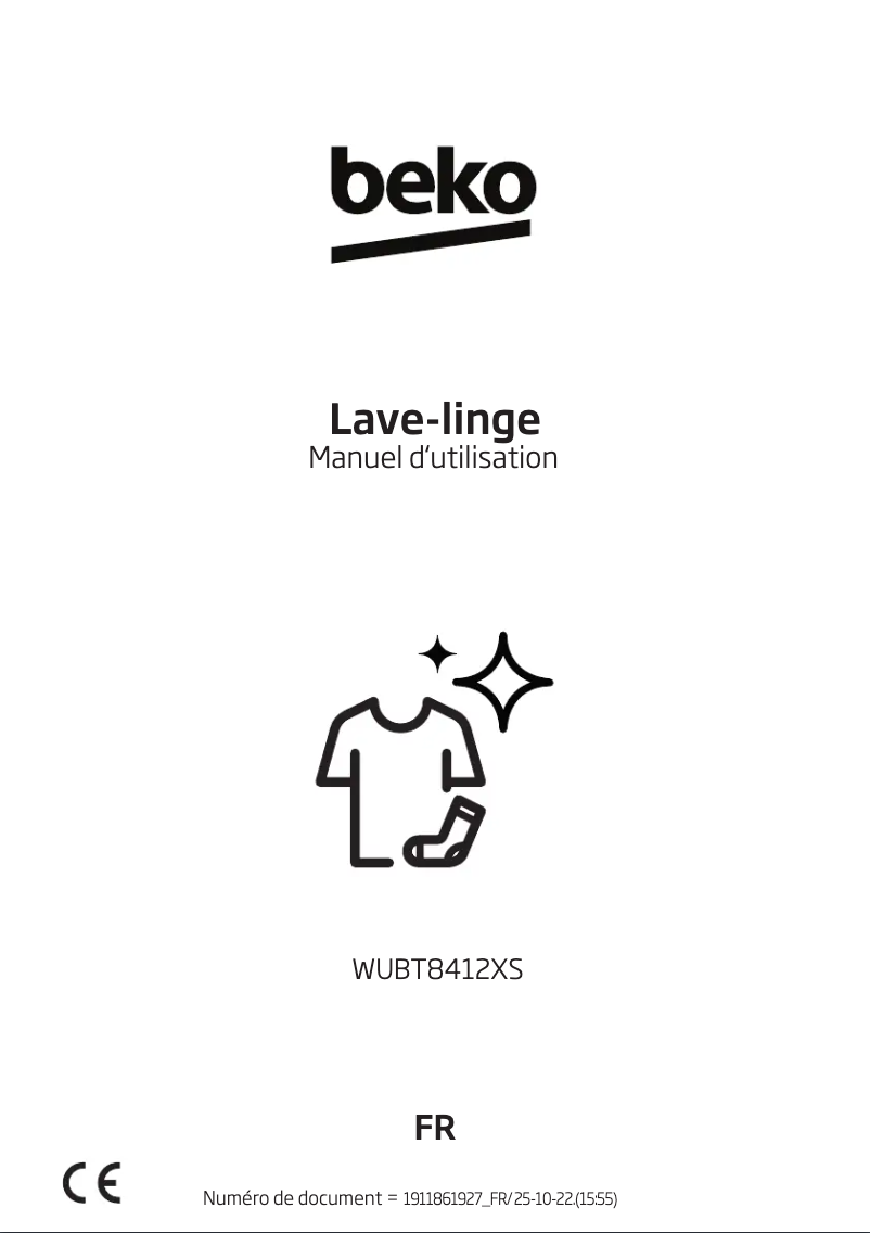 Page 1 de la notice Manuel utilisateur Beko WUBT8412XS