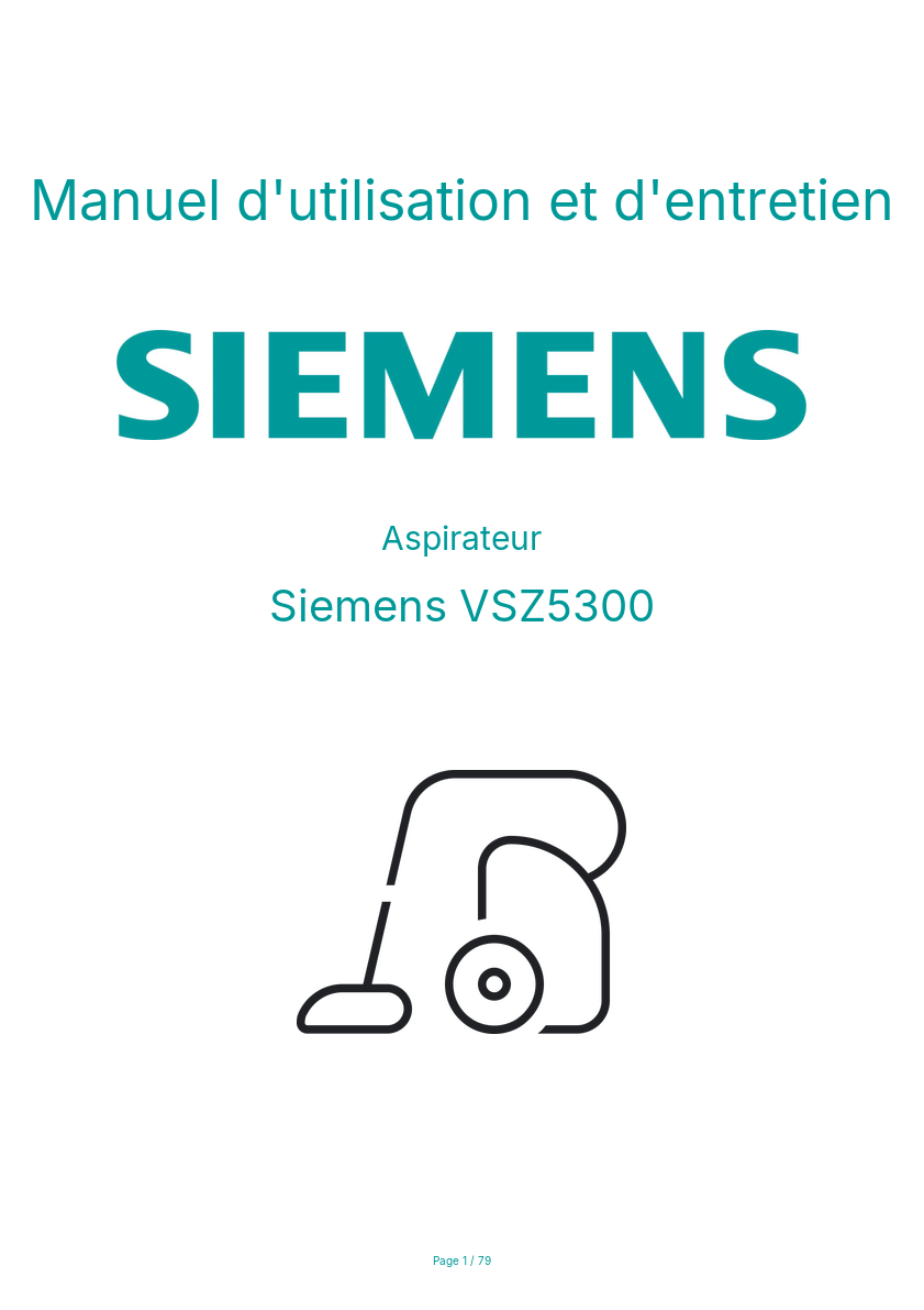 Page n°1 - Manuel d'utilisation et d'entretien Siemens VSZ5300