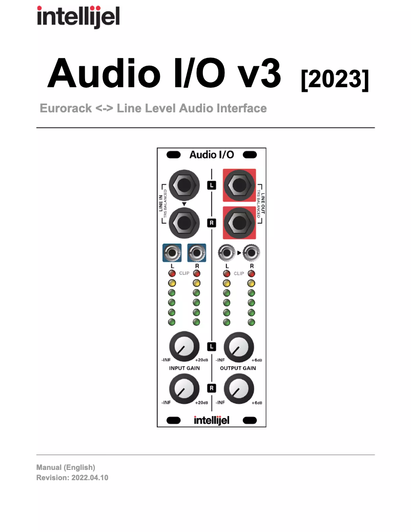 Page 1 of the manual User Manual Intellijel Audio I/O