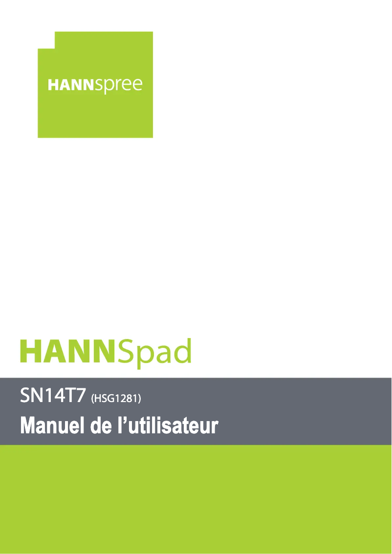 Page n°1 - Manuel utilisateur Hannspree HannsPad SN14T71