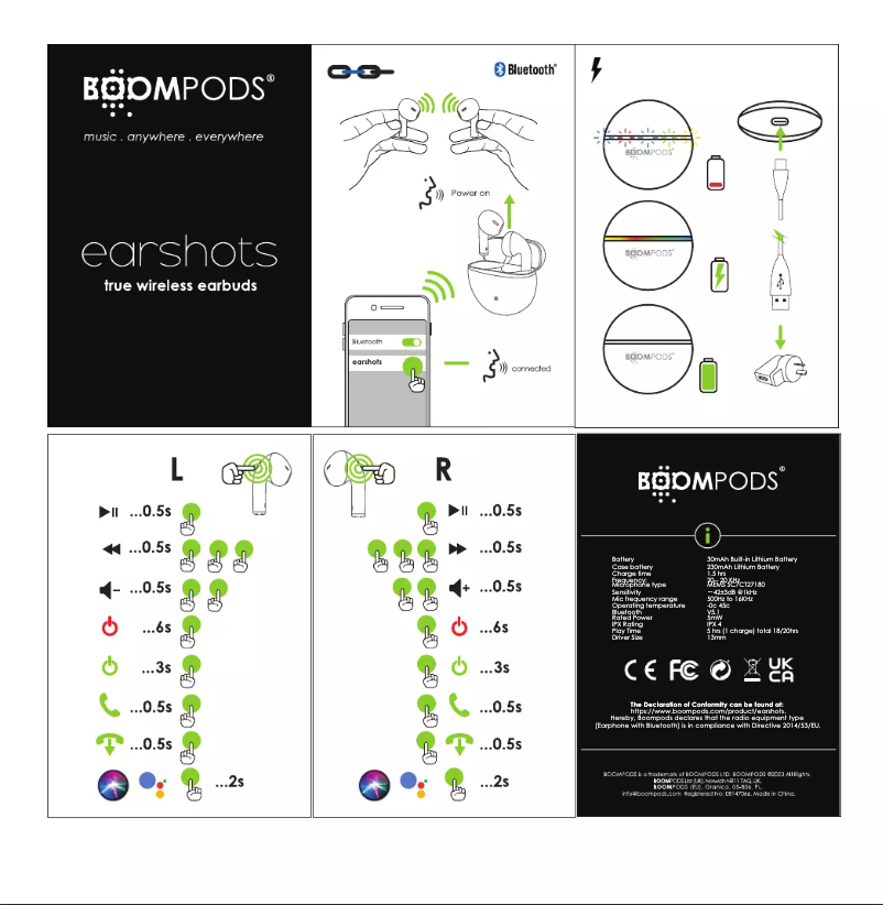 Page 1 de la notice Manuel utilisateur Boompods Earshots