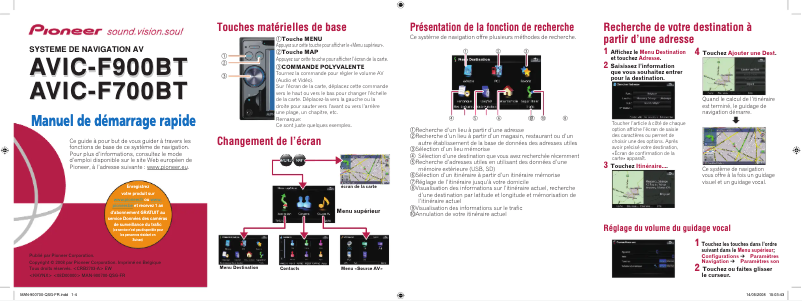 Página 1 del manual Guía de inicio rápido Pioneer AVIC-F900BT