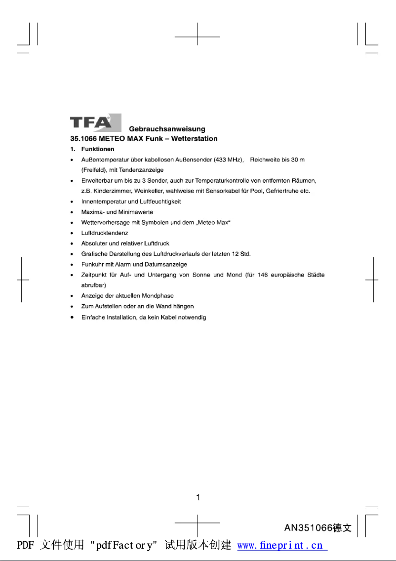 Página 1 del manual Manual de usuario TFA 35.1066