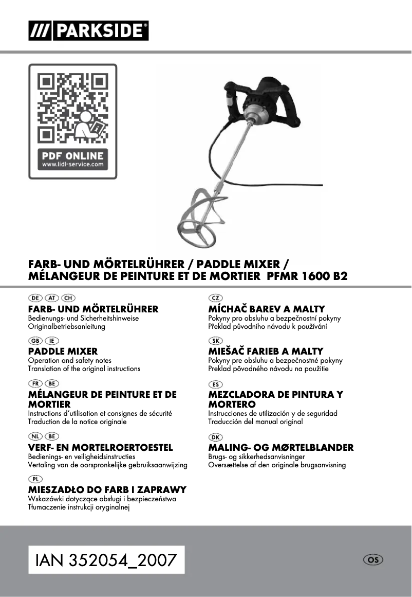 Page 1 de la notice Manuel utilisateur Parkside PFMR 1600 B2