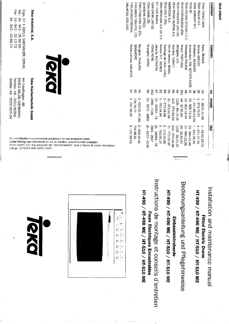 Page n°1 - Manuel utilisateur Teka HT-510 ME