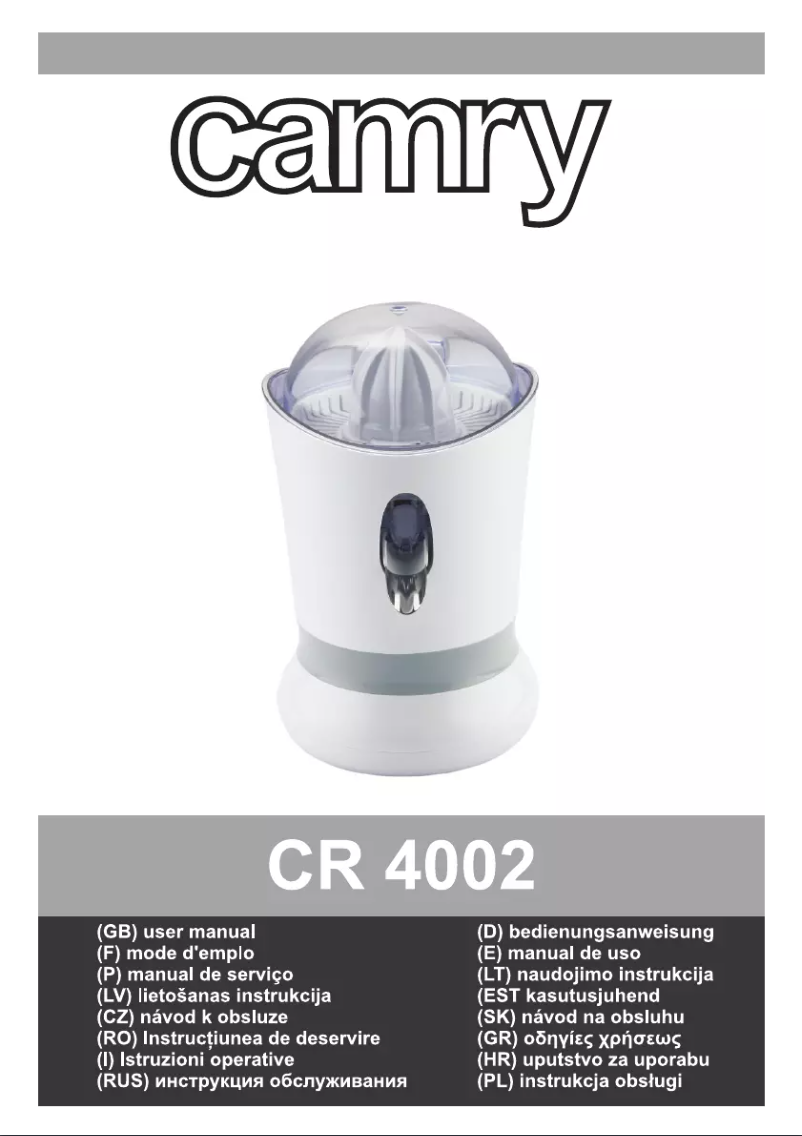 Page n°1 - Manuel utilisateur Camry CR 4002