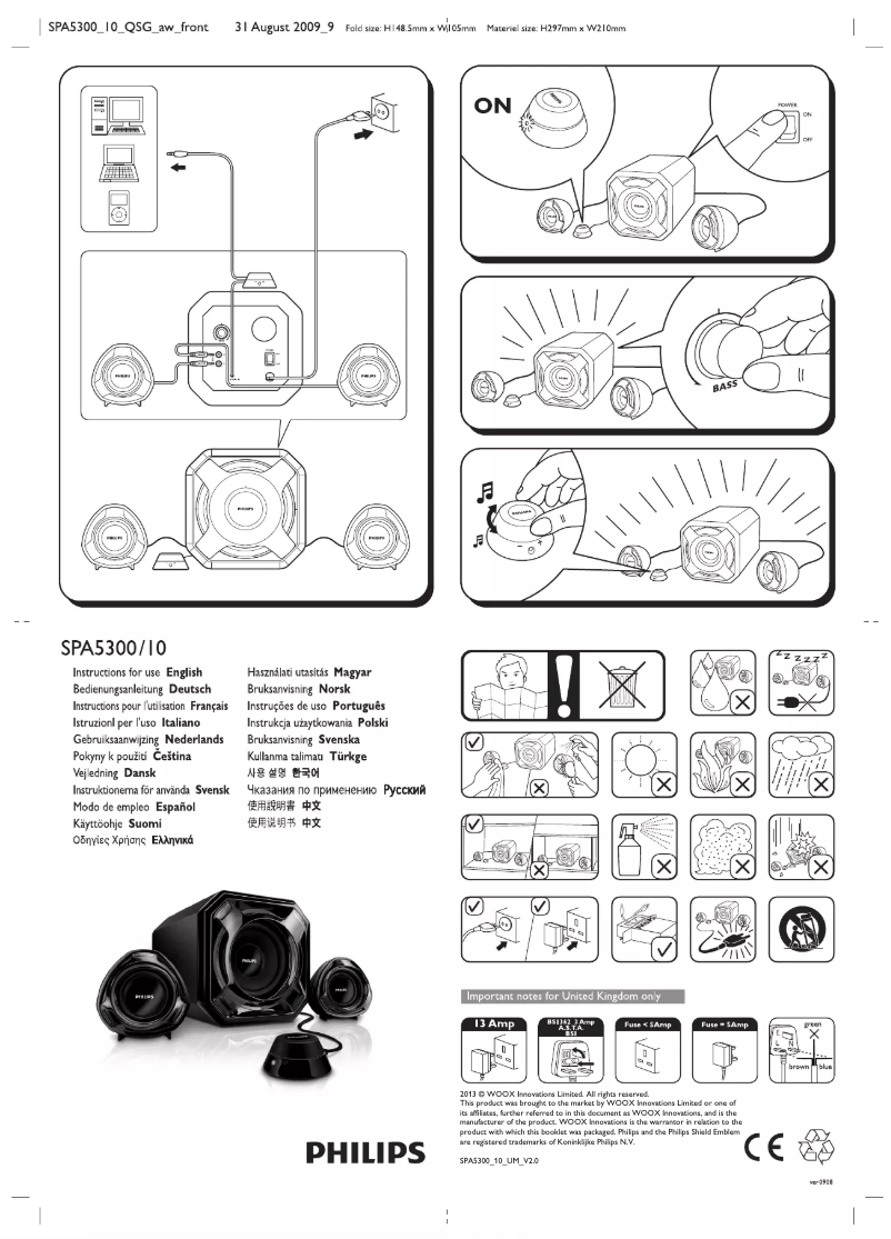 Page 1 de la notice Guide de démarrage rapide Philips SPA5300