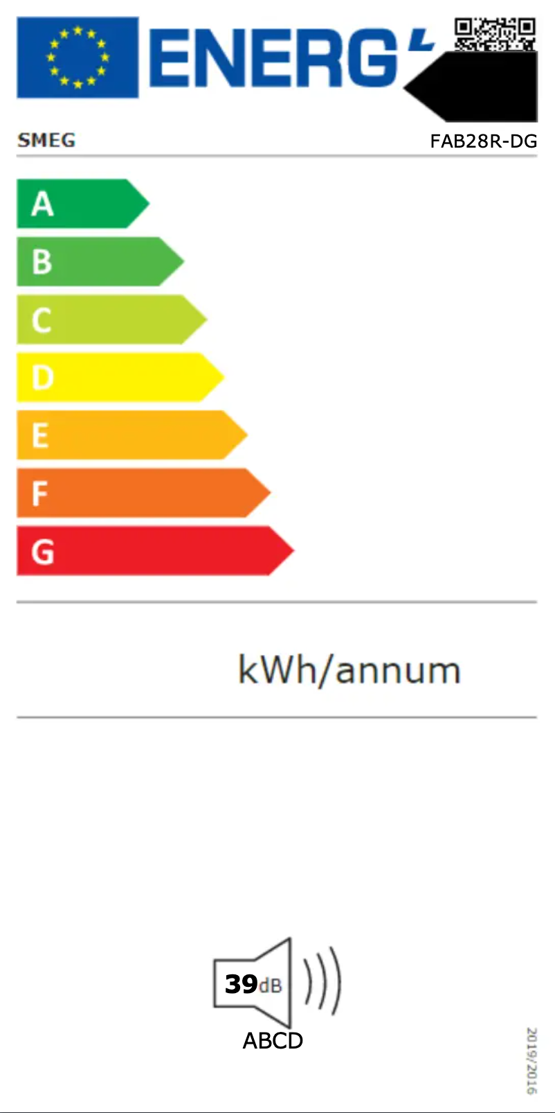 Page n°1 - Label énergétique Smeg FAB28R