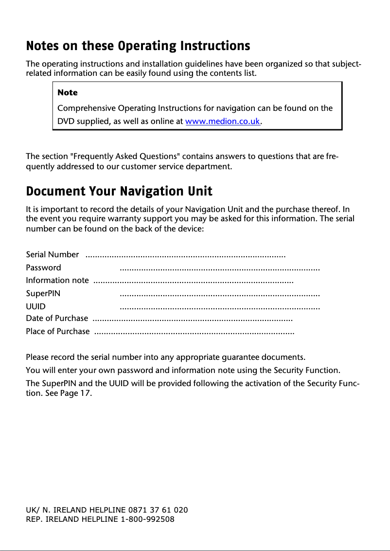 Page 1 de la notice Manuel utilisateur Medion GoPal E4230 M20 (MD 97190)