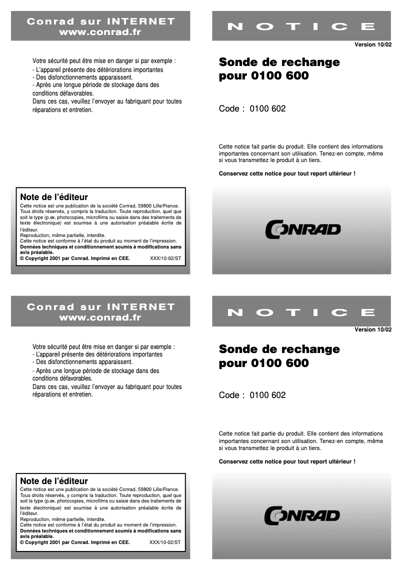Page 1 de la notice Manuel utilisateur Greisinger TFS 0100 E