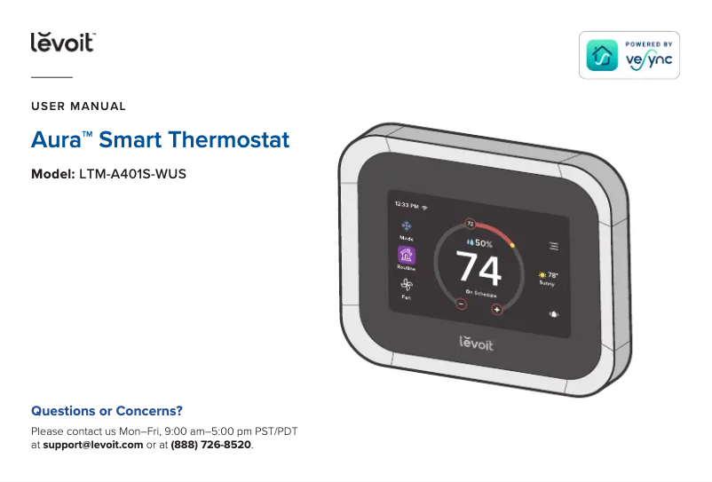 Page n°1 - Manuel utilisateur Levoit Aura Smart LTM-A401S-WUS