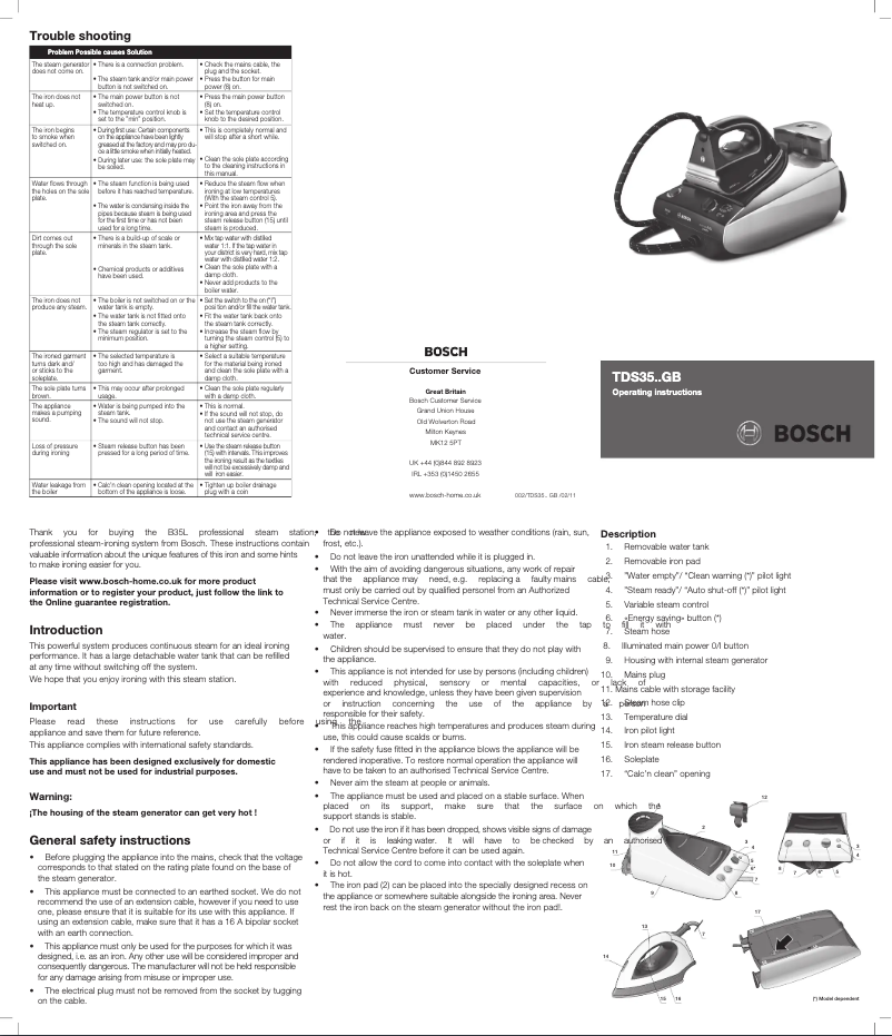 Página 1 del manual Manual de usuario Bosch Sensixx B35L Premier Power TDS3569GB