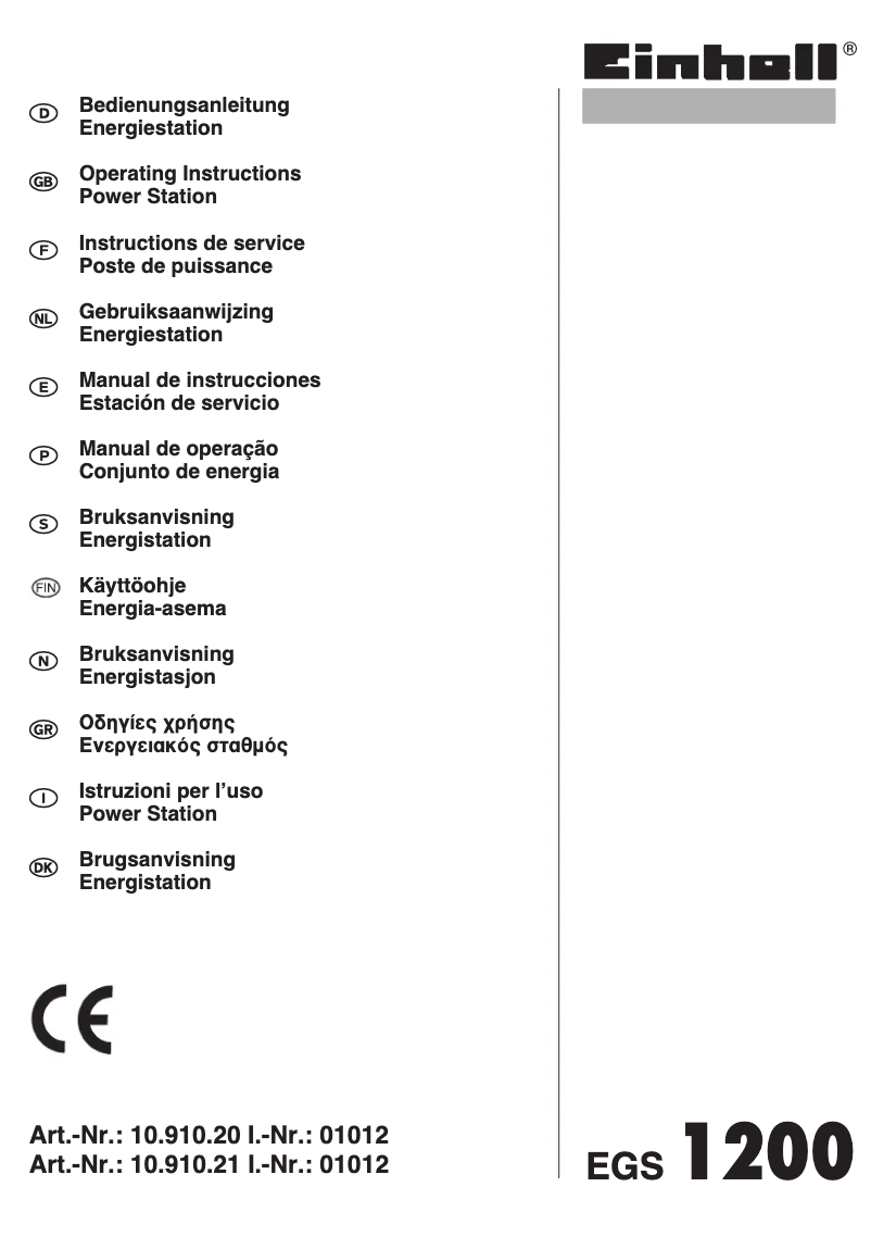 Page n°1 - Manuel utilisateur Einhell EGS 1200