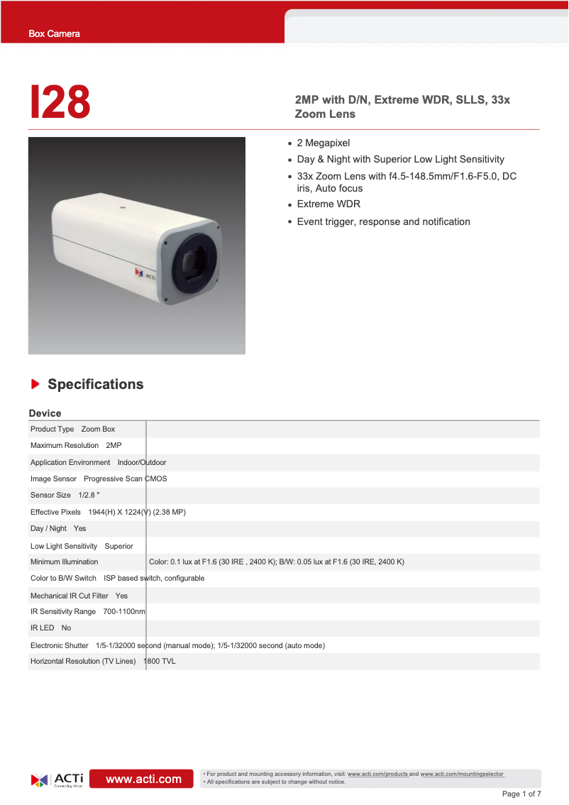 Image de la première page du manuel de l'appareil I28