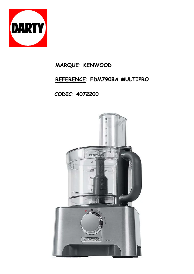 Page n°1 - Manuel utilisateur Kenwood FDM79