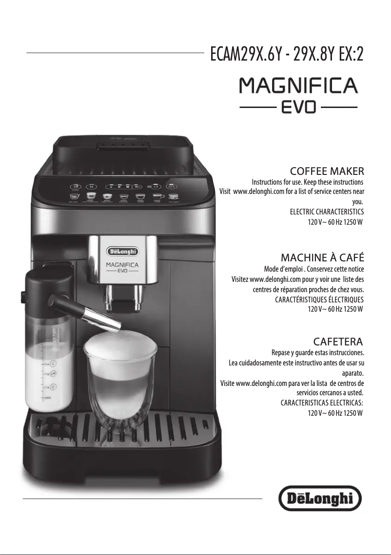 Page n°1 - Manuel utilisateur DeLonghi Magnifica Evo ECAM290.62.B