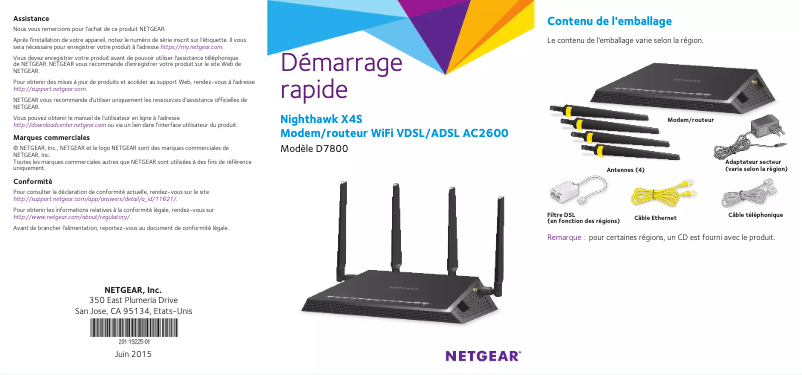Page 1 de la notice Guide d'installation Netgear D7800
