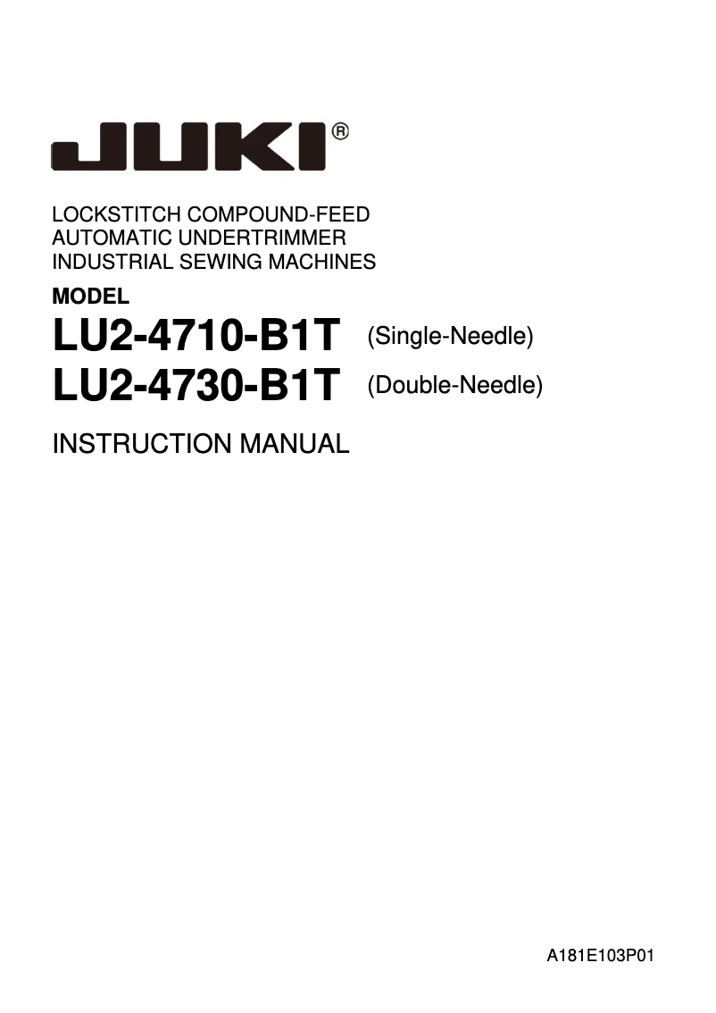 Page n°1 - Manuel utilisateur Juki LU2-4710_4730-B1T