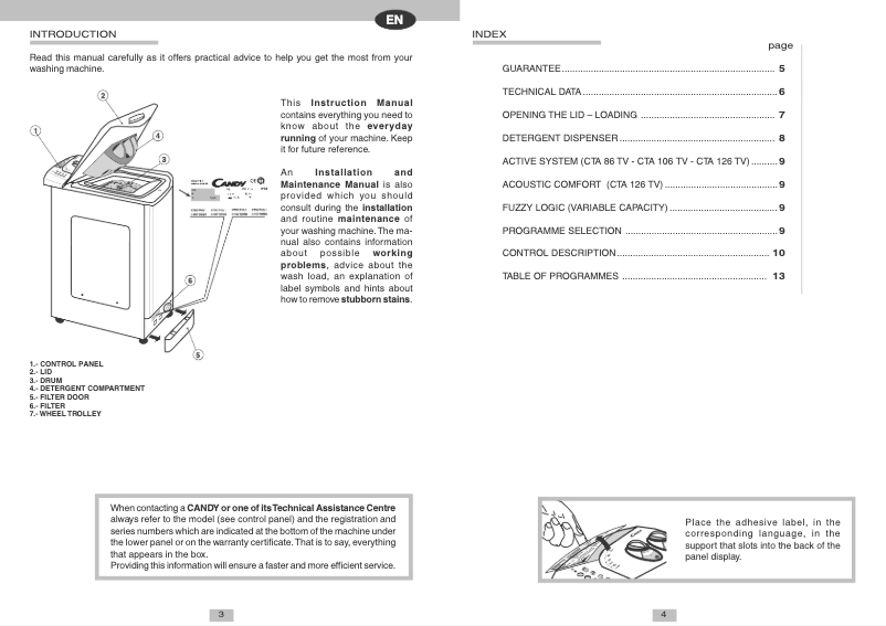 Image de la première page du manuel de l'appareil CTA 106TVSY