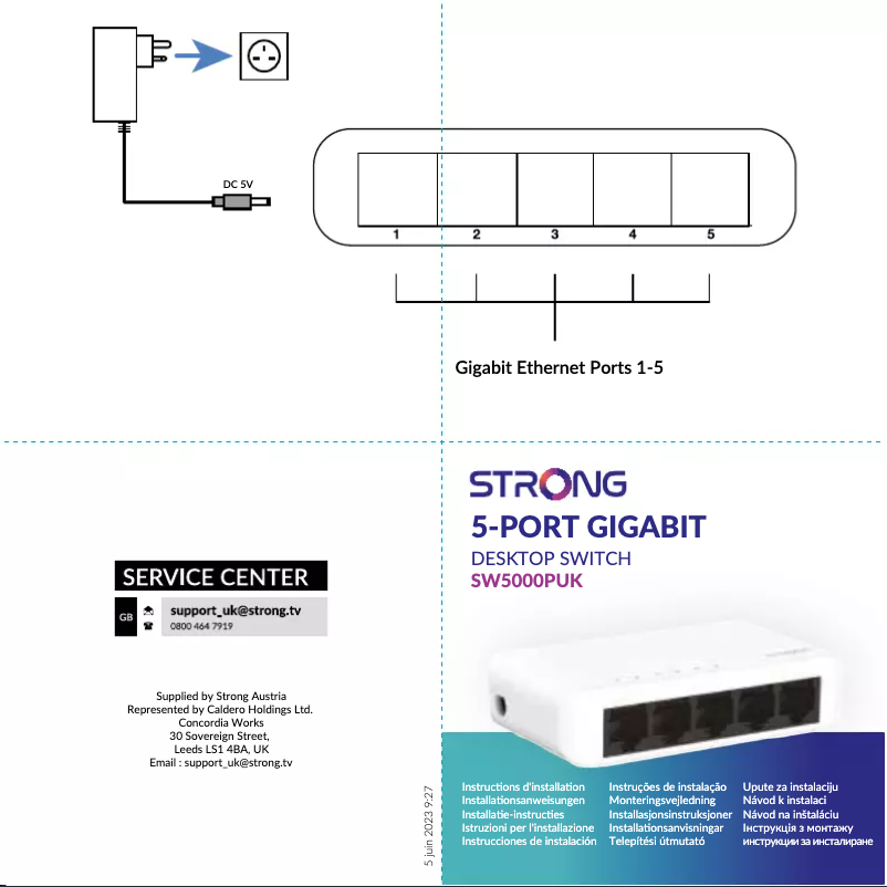 Page 1 de la notice Manuel utilisateur Strong SW5000PUK
