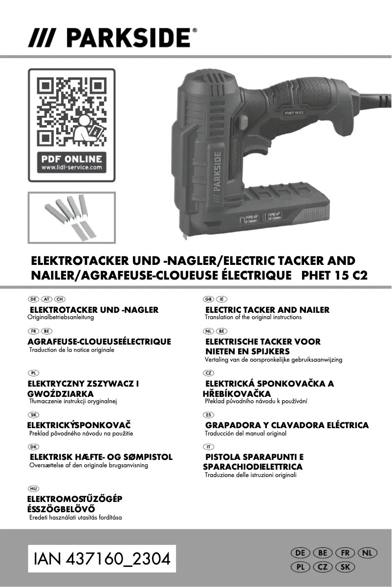 Page n°1 - Manuel utilisateur Parkside PHET 15 C2