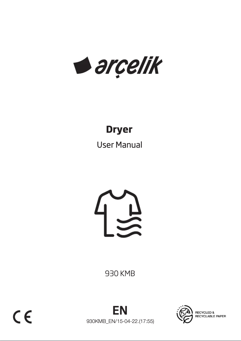 Page n°1 - Manuel utilisateur Arçelik 930 KM B